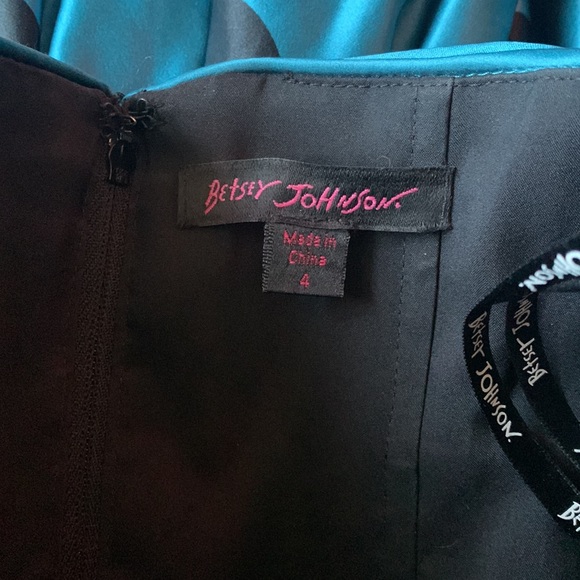 Betsy Johnson teal with black polka dot belted dress - Picture 5 of 10